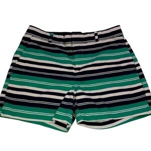 Banana Republic Striped Chino Shorts Green Navy Blue Womens 0